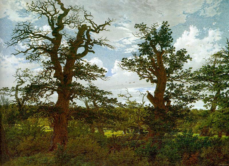 Caspar David Friedrich Landscape with Oak Trees and a Hunter Norge oil painting art